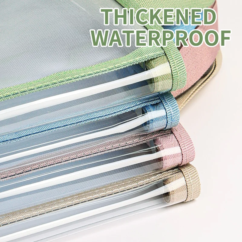 HUAJIE PVC Transparent File Bag, L-Shaped Zipper Document Organizer, Subject Classification Exam Paper Storage Tote for Students