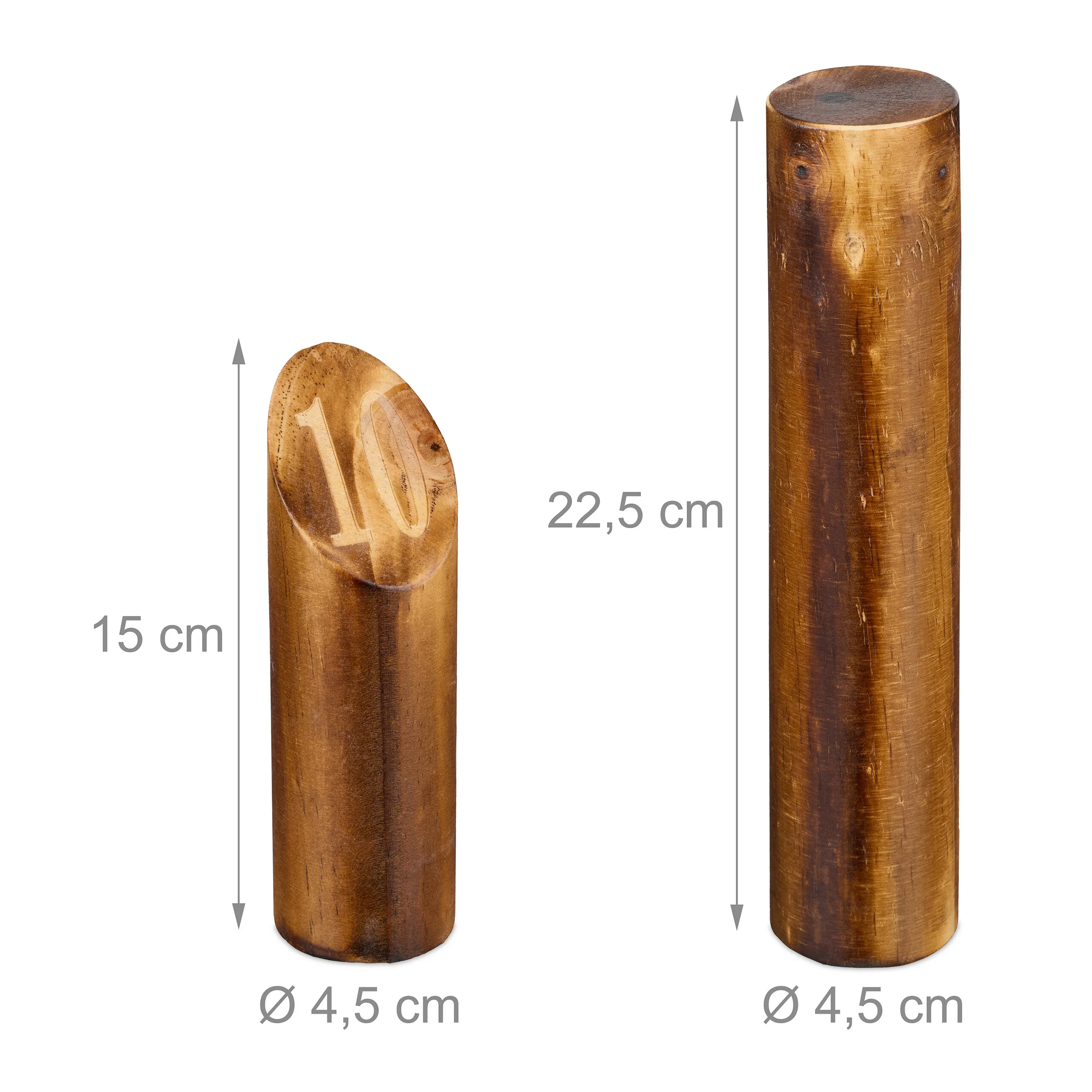 Juego Kubb, juego de lanzamiento finlandés de madera, para jardín, parque y camping, con bolos numerados, caja de madera y bolsa, Relaxdays