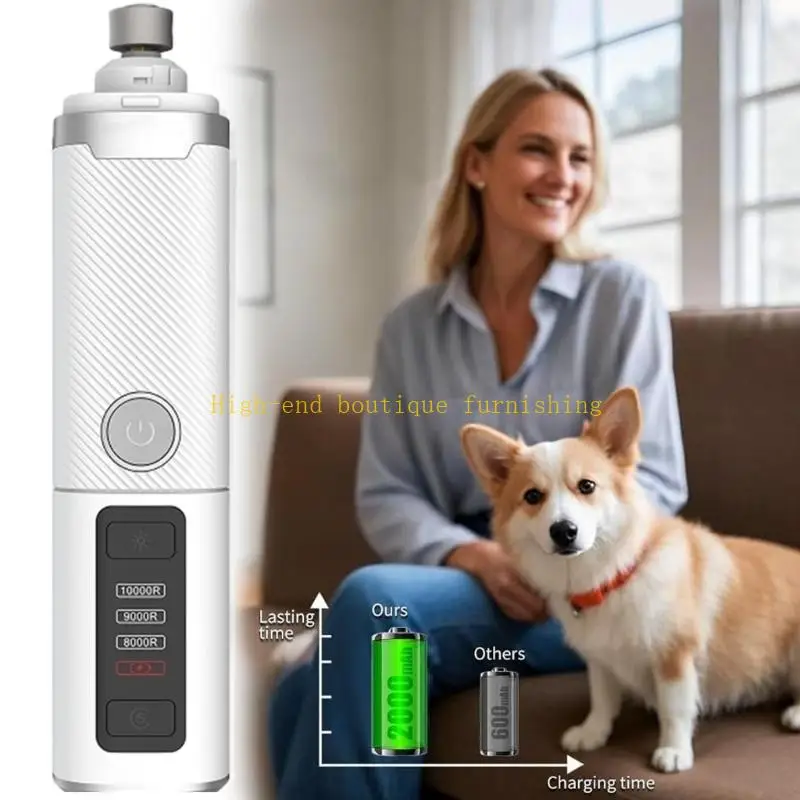 L9NB Rechargeable Pet File, Dogs and Cats, Integrated LED Light, Three Speed Use, Two