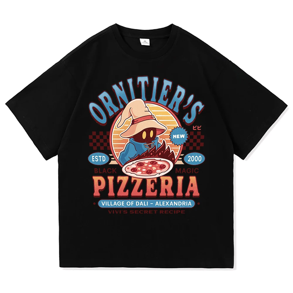 Camiseta Vintage Ornitier Pizzeria, moda para hombres/mujeres, estética Harajuku, divertida camiseta bonita, camisetas de algodón Unisex de alta calidad
