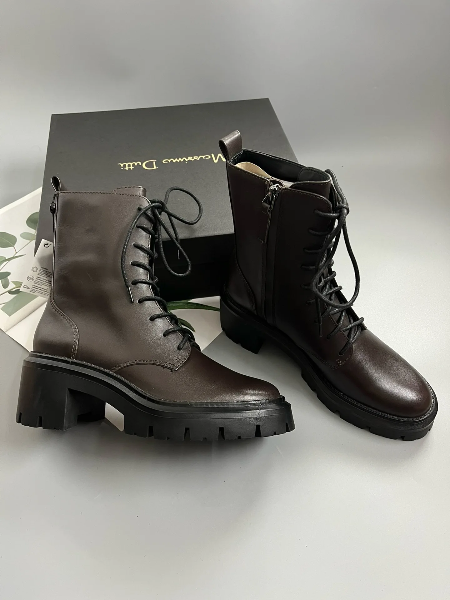 Dave&Di 2024 New Arrivals British Fashion Genuine Leather  Boots Shoes Strap Cowhide Motorcycle Retro Zipper Boots Women Shoes