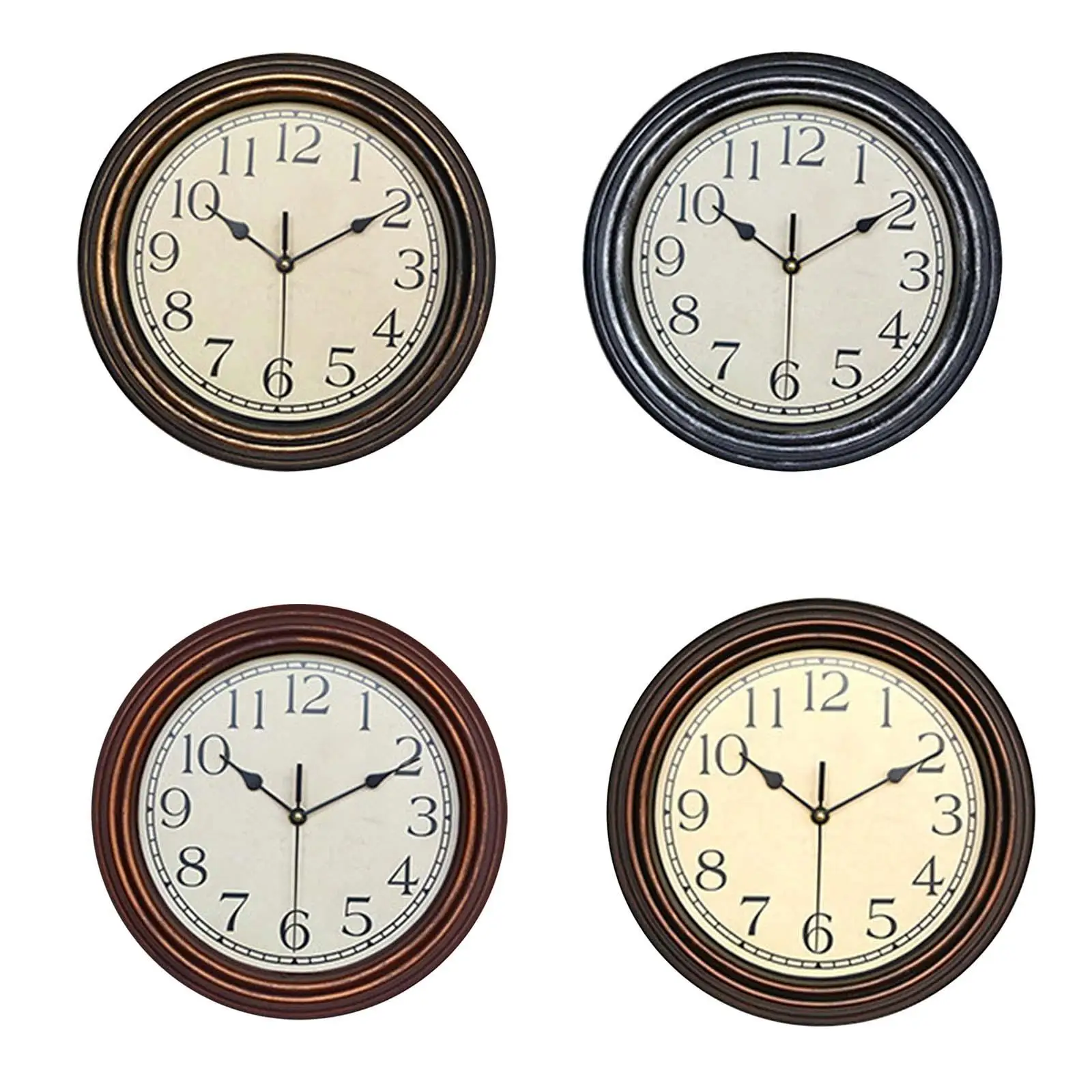 30cm Round Wall Clock Silent Sweep Second Movement Non Ticking Decorative Hanging Clocks for Hotel Bathroom Dorm Kitchen Decors