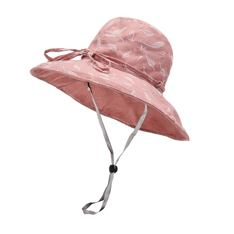 Panama Women\'s Fragmented Flower Big Eave Fisherman Bucket Pot Hat Outdoor Fashion Sunscreen Beach Summer Cap H94