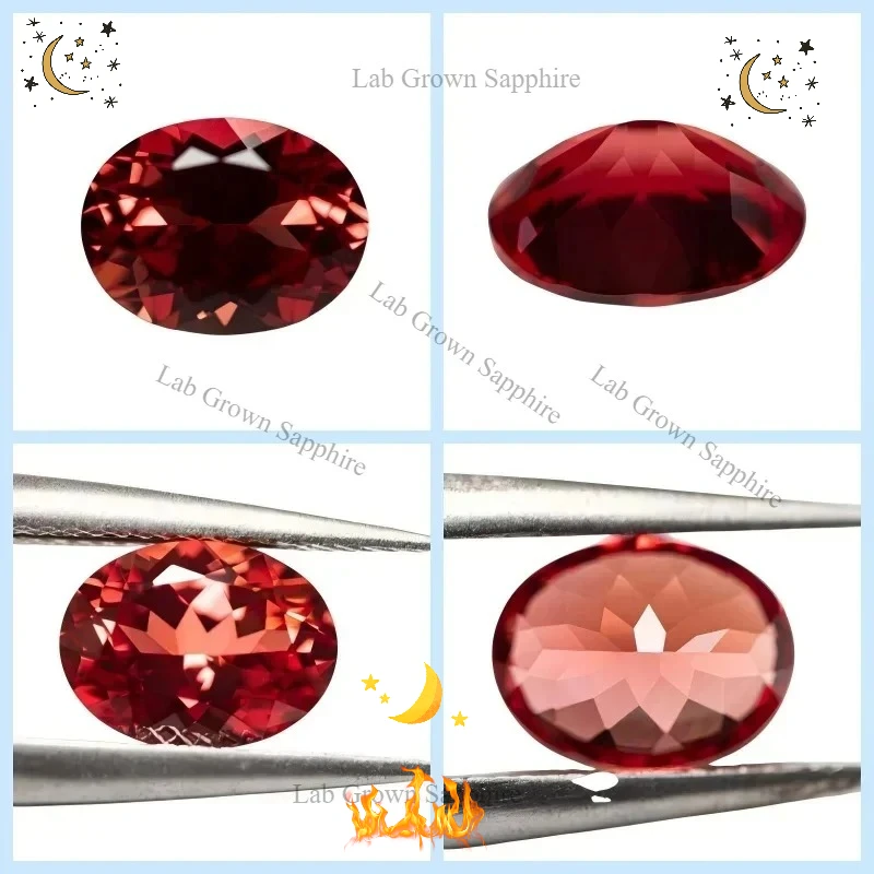 

Искусственный сапфир овальной огранки цвета закатного красного, синтетический драгоценный камень для изготовления ювелирных изделий, с возможностью выбора, с сертификатом AGL