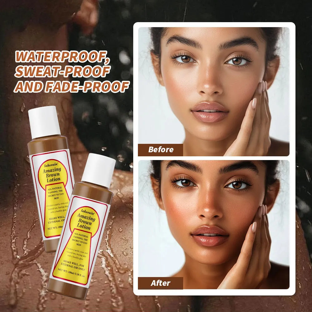 Loción marrón de 100ml, loción para cejas de larga duración, hermosa loción para la piel bronceada, refuerzo de bronceado, maquillaje de coco resistente al agua