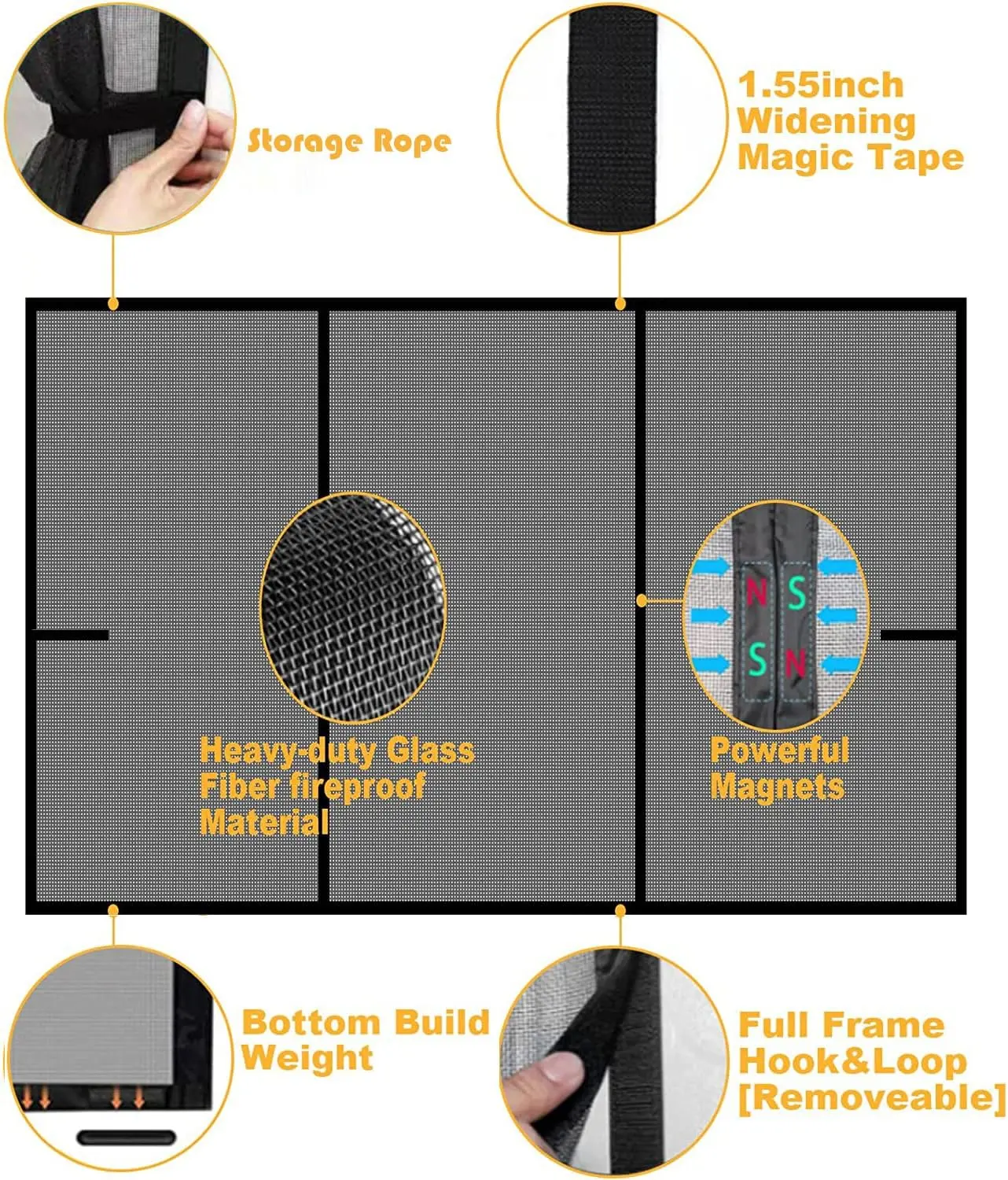 Magnetic Garage Screen Door for 1 Car Garage Doors 9x7FT- Reinforced Self Sealing Fiberglass Mesh Door, High Energy Magnets,