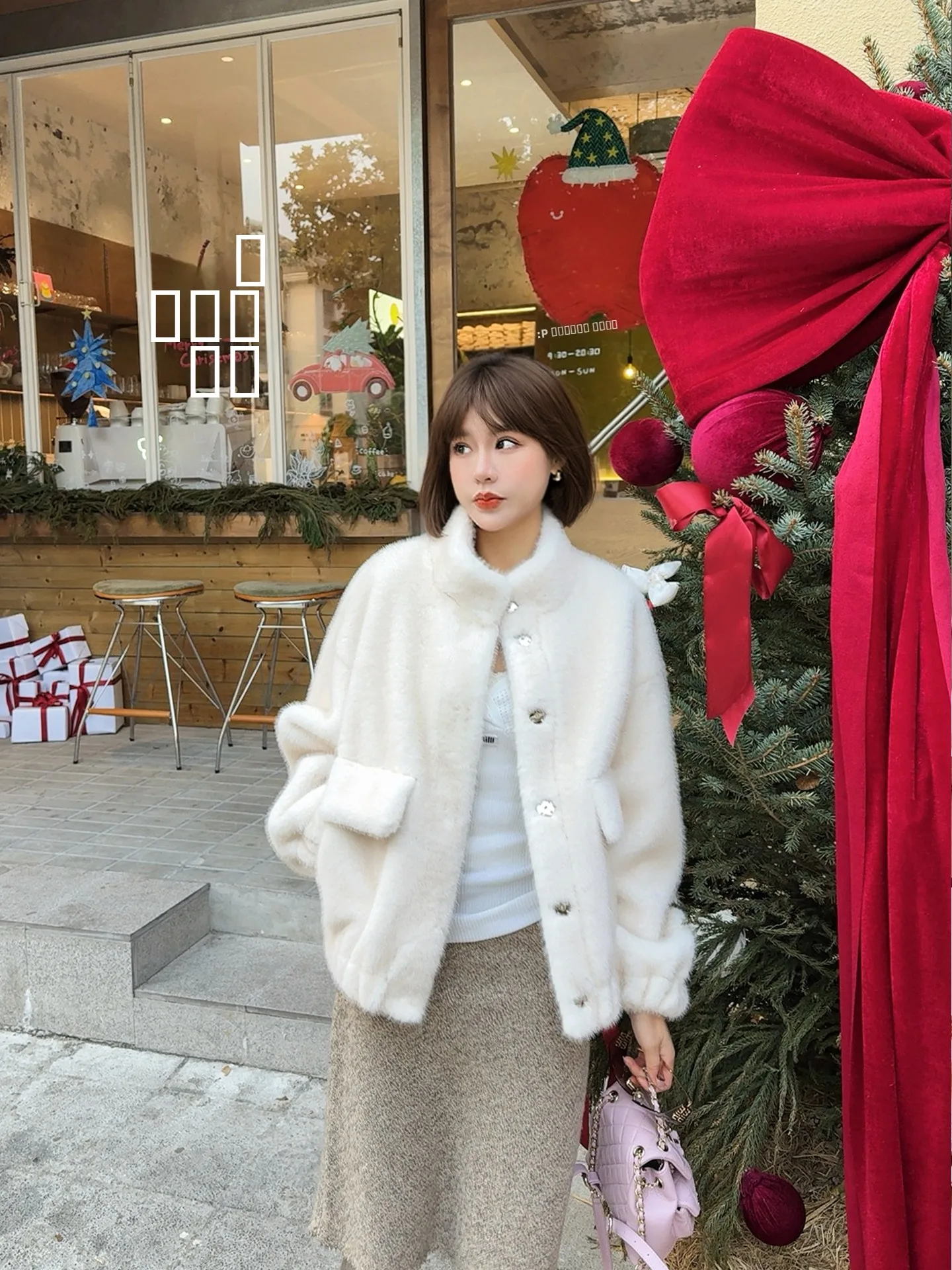 

ASBR Оригинал C! Пушистая верхняя одежда: Экологичная шуба с воротником-стойкой, теплая, из кожи и меха, зимняя новинка