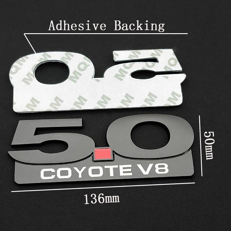 ملصق سيارة معدني ثلاثي الأبعاد شعار 5.0 COYOTE V8 مصبغة شارة أمامية شعار الجذع الخلفي شارات لفورد موستانج GT فالكون تورينو Fairlane