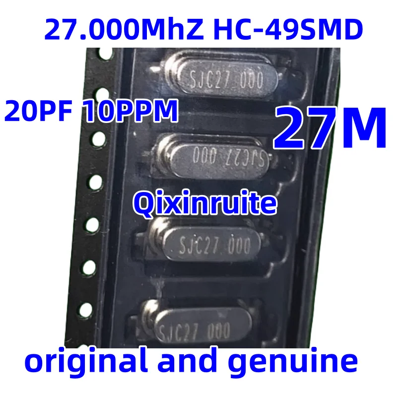 Qixinruite  New original 27.000Mhz HC-49SMD chip 27M 27Mhz passive crystal oscillator 2-pin frequency component