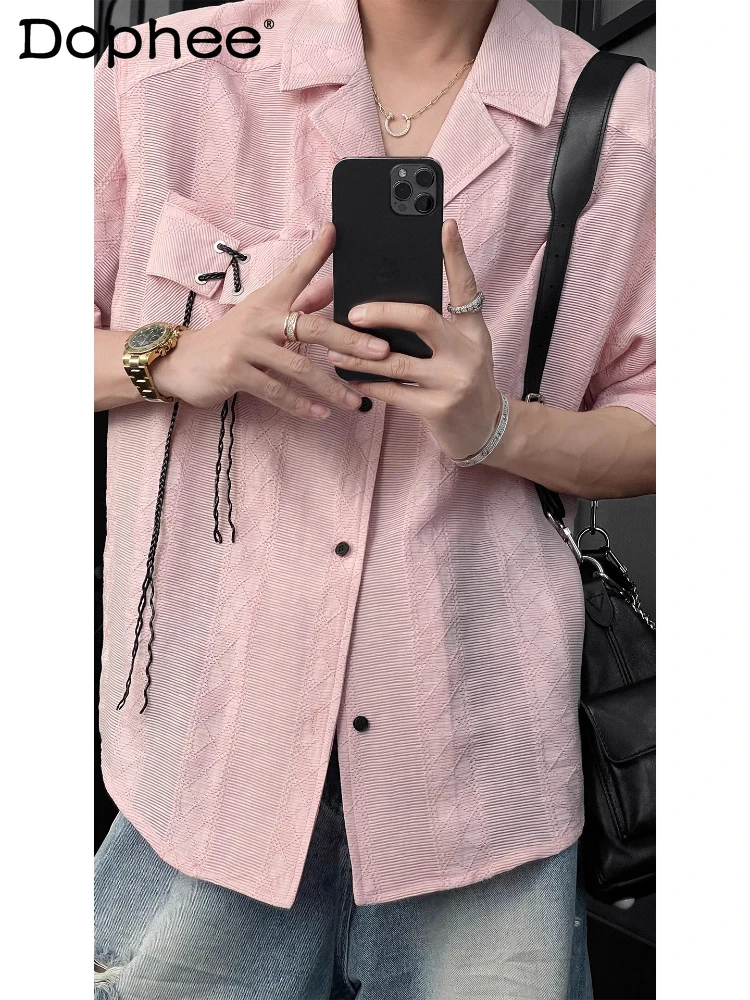 

Men's 2025 Summer New Retro Design Short-sleeve Solid Color Shirts Men's Loose Fashion Comfort Versatile Tops Trendy Chic Shirts