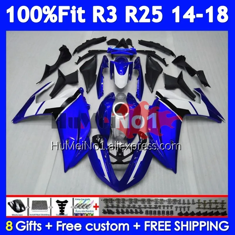 Body For YAMAHA YZF R3 R25 Movistar Blue R 3 YZF-R3 YZFR25 373No.8 YZF-R25 YZFR3 2014 2015 2016 2017 2018 14 15 16 17 18 Fairing