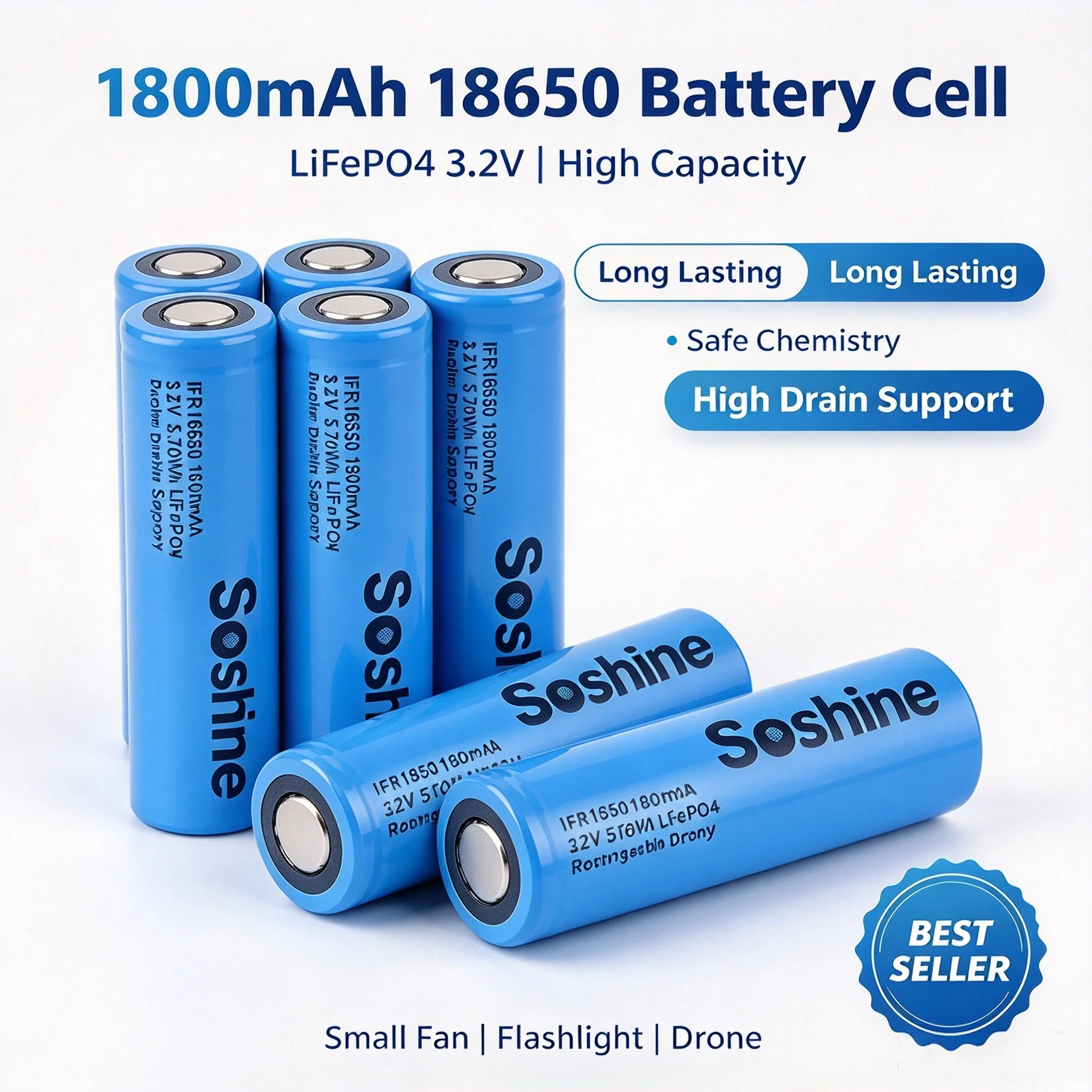New 18650 1800mAh Battery 3.2V Discharge Lithium Ion Rechargeable Battery For Powerbank Lamp Flashlight
