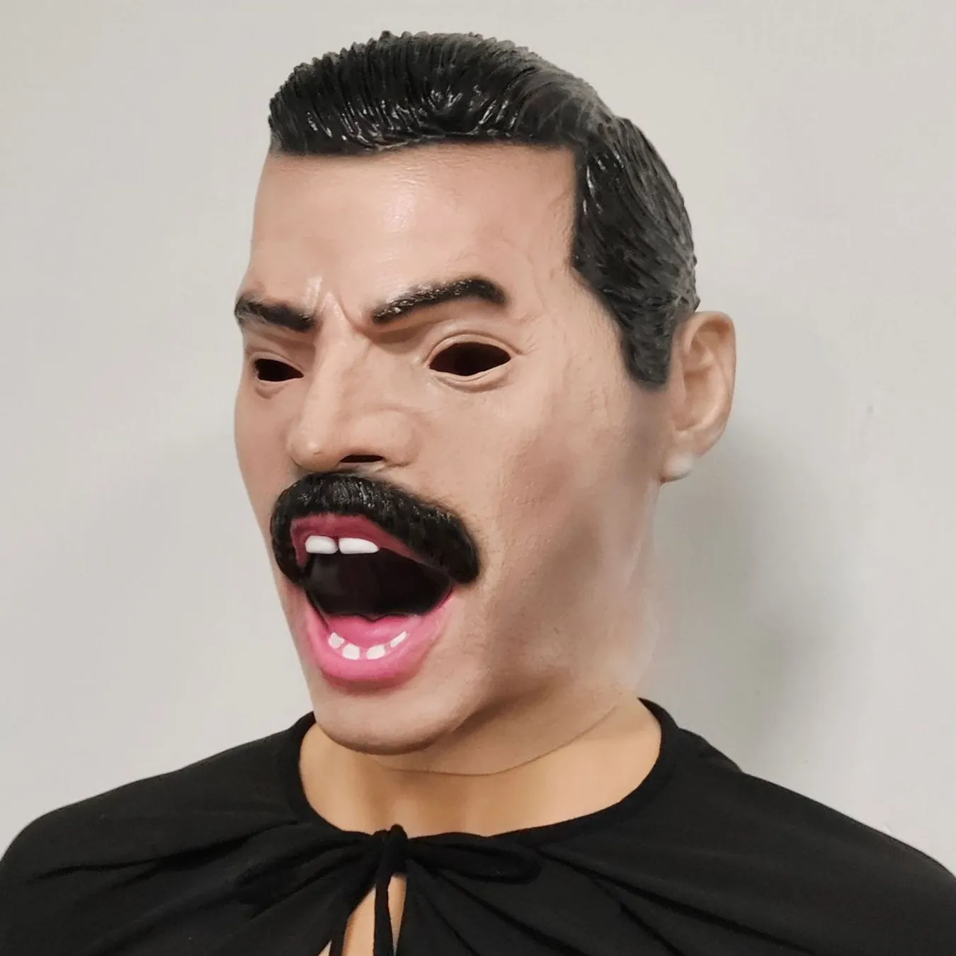 Realistische Bärtige Männer-Vollkopf-Latexmaske mit Offenem Mund-Design für Erwachsene, Maskerade, Halloween, Cosplay, Kostümparty-Requisiten – Detail 1