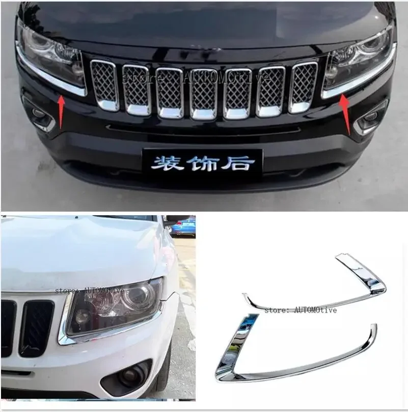 Headlight Eyebrow Trim 2011-2015  For  Jeep Compass Car Front Head Lamp Light Cover Sticker Brow Headlamp Eyelid