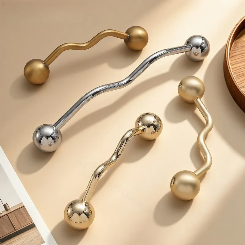 French Light Luxury Zinc Alloy Cabinet Pulls, Drawer Handles for Wardrobe, TV Cabinet, Wine Cupboard Hardware
