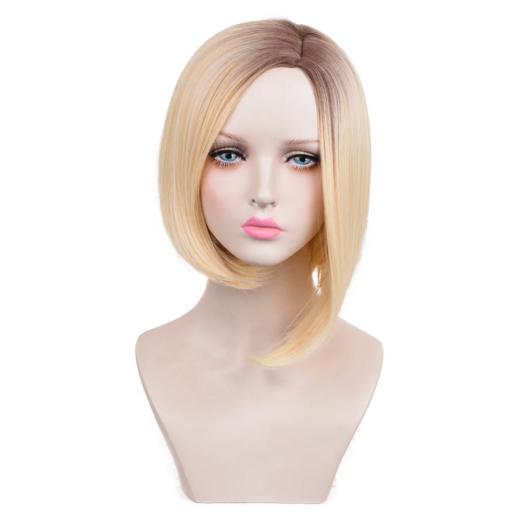 Xi.Rocks Multi Attribute Synthetic Short Straight Bob Wig Ombre for Black White Women Hair Multiple Colors