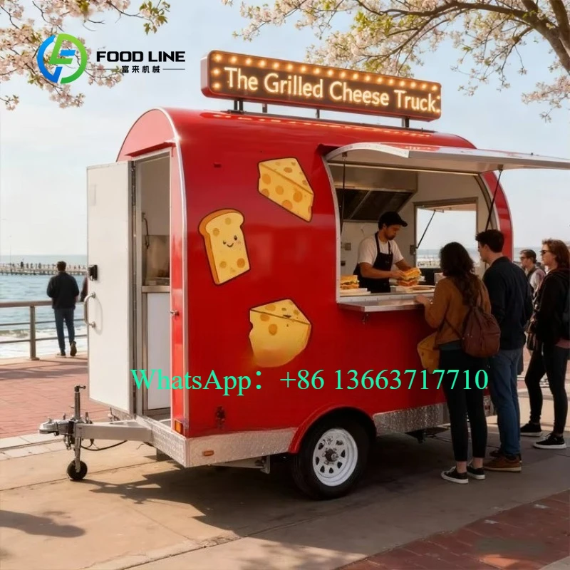 

Customized Food Truck Trailer Fancy Street Vending Cart Boba Tea Doner Kebab Coffee Hot Dog Pizza Ice Cream Concession Window