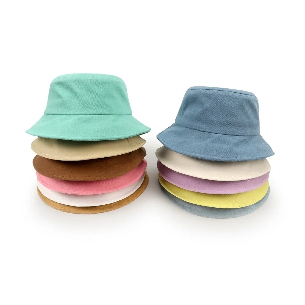 

High Quality Solid Color Kids Bucket Hat Sun Visor Adjustable Children Panama Hat Fisherman Cap Spring Summer