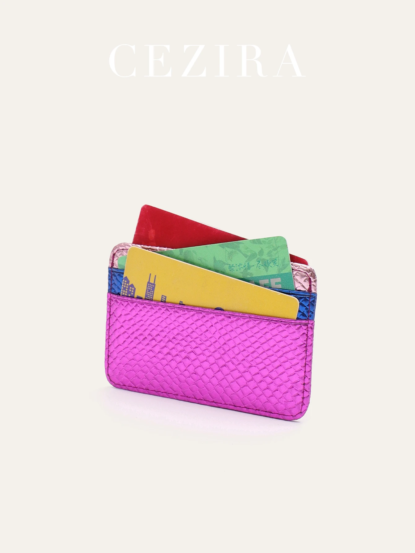 Luxury Snakeskin Print Metallic PU Vegan Leather Contrast Color RFID Thin Short Wallet Card holders Multi Slots Portable Purse