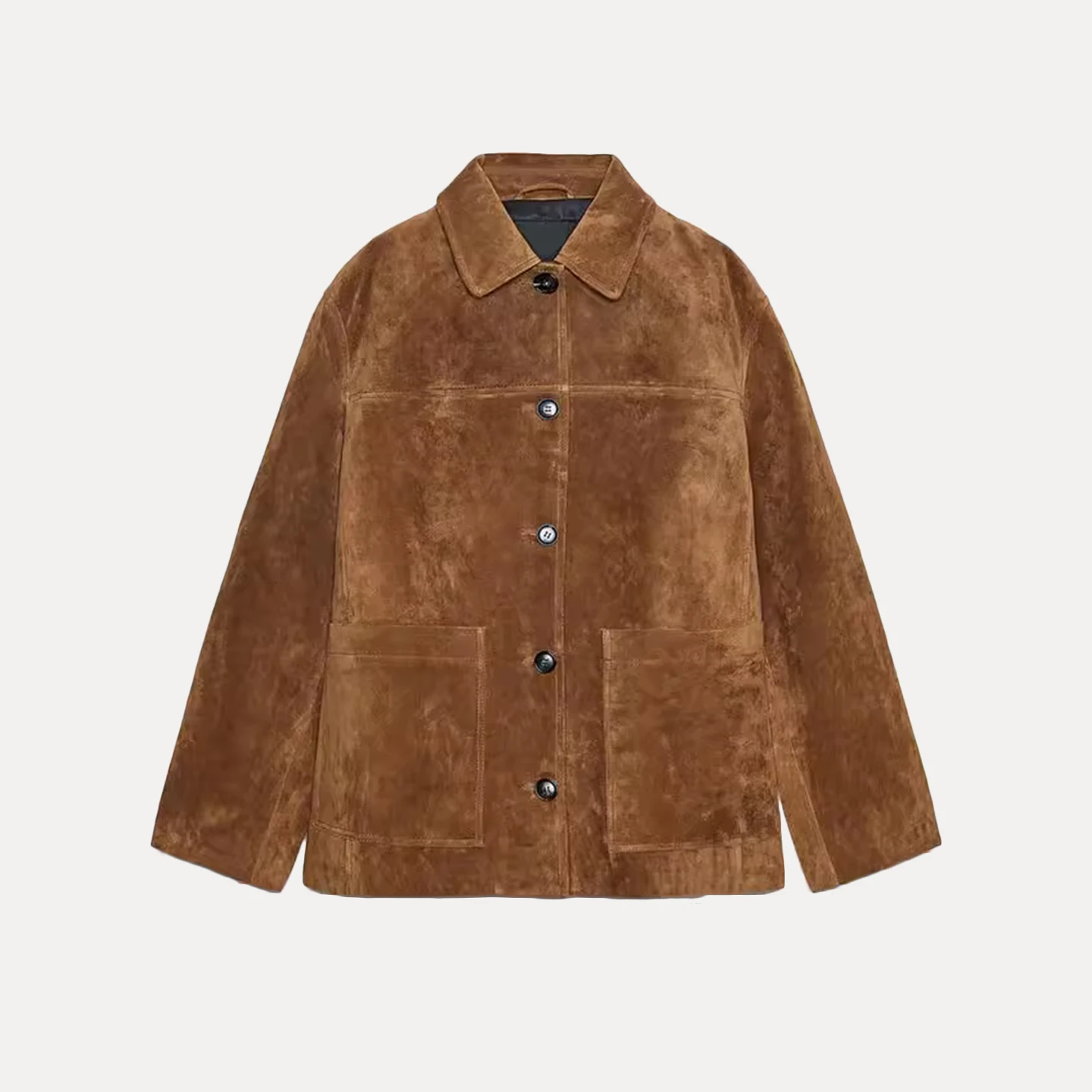 Z Damen Faion Personali Leder-Jacet-Mantel Anti-Fur 2025, neuer Sle Commute Sle Loose Fit Long Sve Collar