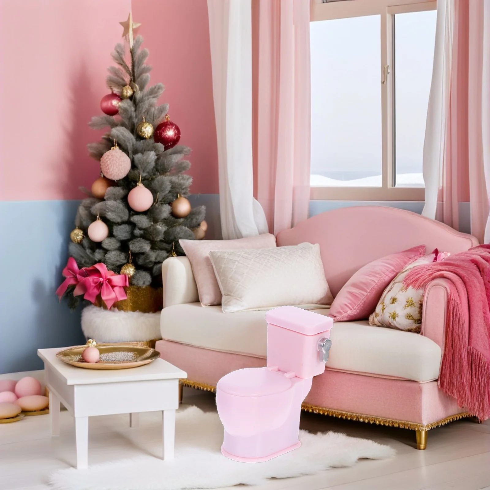 2 Pcs 인형 집 액세서리 현실적인 미니 화장실 소형 플라스틱 화장실 가구 세트 장식 작은