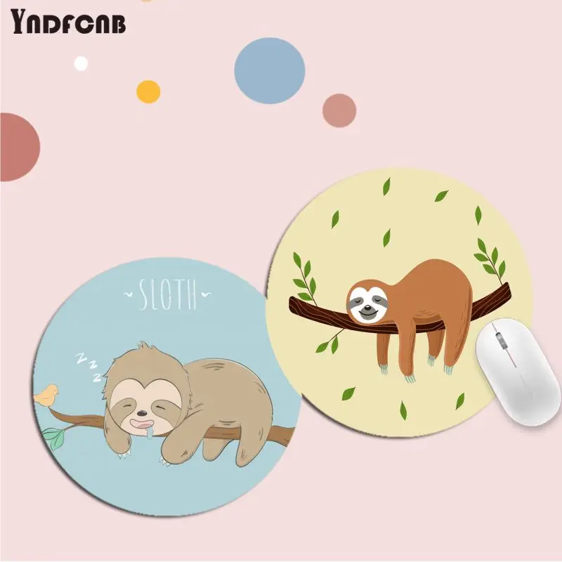 Sloth animal cute Mousepad Round Custom Desktop Desk Mat Kawaii Gaming Accessories Students Writing Pad Mouse Pad for PC Mouse