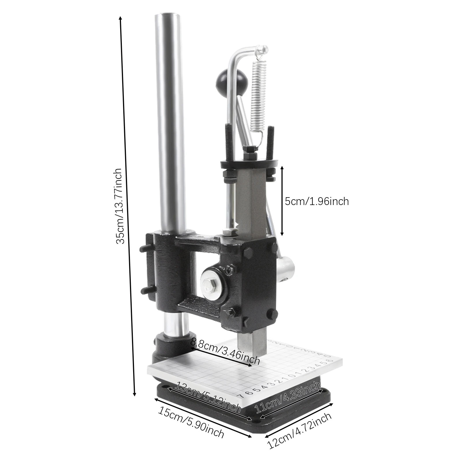 Punzonatrice manuale multiuso in ghisa ad alta precisione, altezza regolabile per punzonatura della pelle, stampaggio penetrante