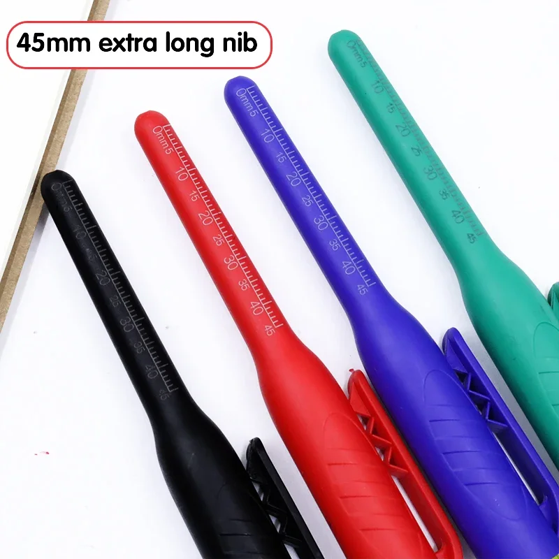 8Pcs 45mm Waterproof Long Head Nib Deep Hole Markers Pen Tile Carpenter Pen Multi-purpose for Woodworking Black/Blue/Red Ink image 4