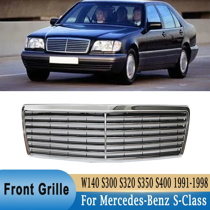 

Front Bumper Racing Grille Air Intake Hood Mesh Chrome For Mercedes-Benz S-Class W140 S300 S320 S350 S400 1991-1998 1408800583