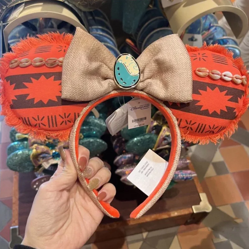 Disney Moana 2 Mickey Ears Headband & Pua Plush Pig Headband Cute Cartoon Character Hair Accessory For Women Girls Park