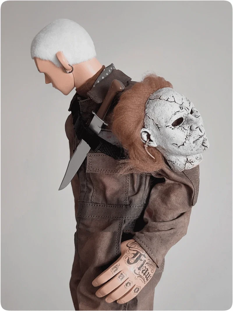 A5-5-5 1/6Scale Male Soldier Halloween Jumpsuit Mask Cosplay Costume Model for12''Dolls