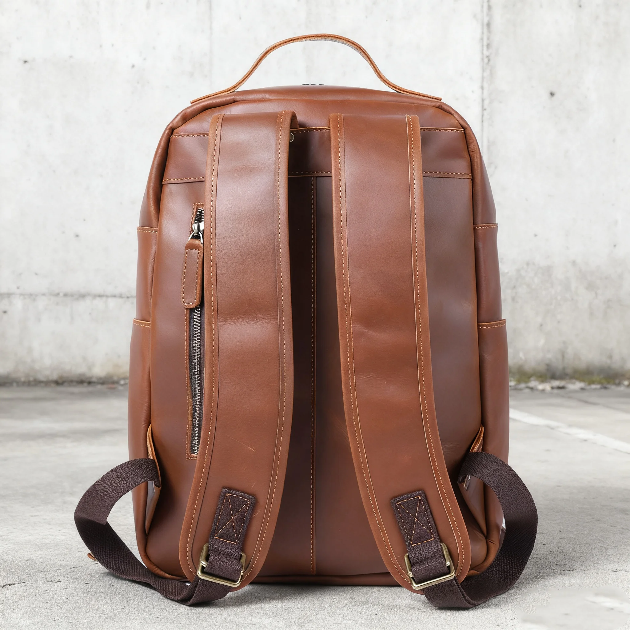 S.WORKER Vintage Echtleder Herrenrucksack Laptop-Tasche Casual Crazy-Horse Leder Schultasche Outdoor-Taschen – Detail 24