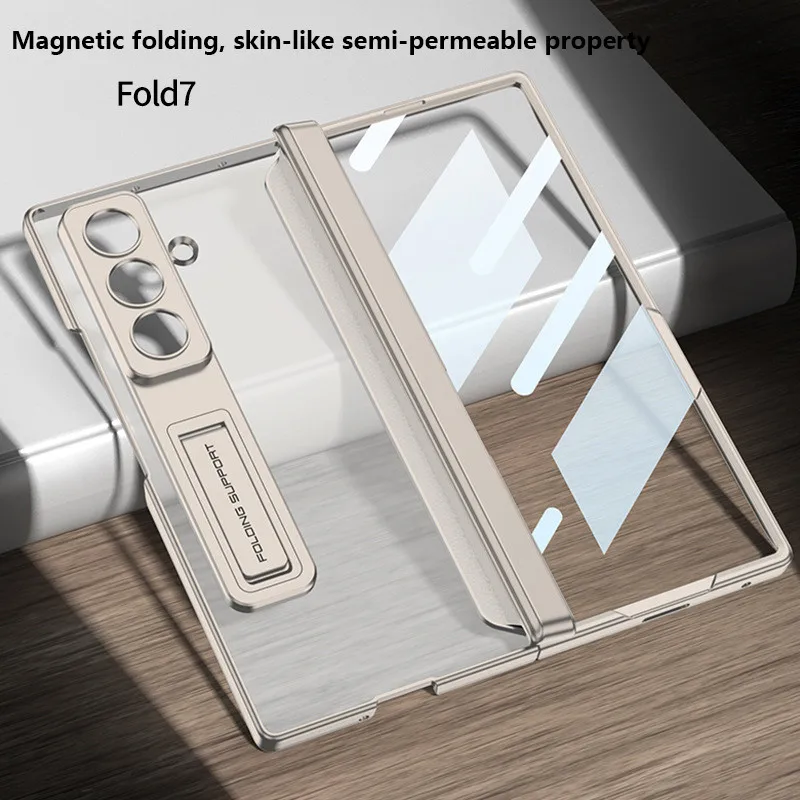 

Прозрачный чехол с магнитной петлей для Samsung Galaxy Z Fold 7, защитная пленка для экрана, противоударная задняя крышка Fold7