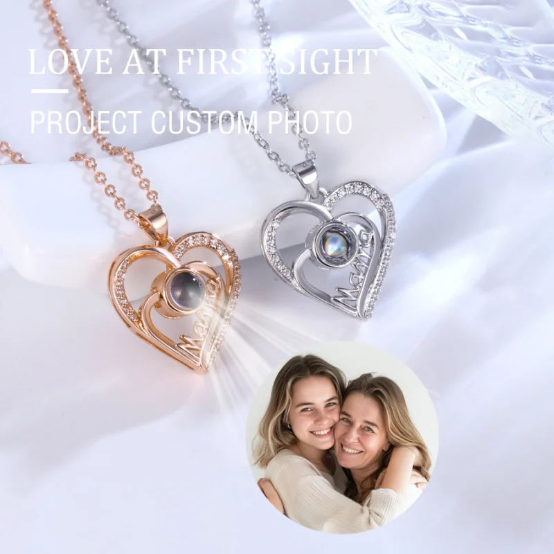 

Цветное фотопроекционное ожерелье на заказ, цепочка из нержавеющей стали, кулон в форме сердца и мамы для женщин, ювелирное изделие на день рождения, день матери, подарок