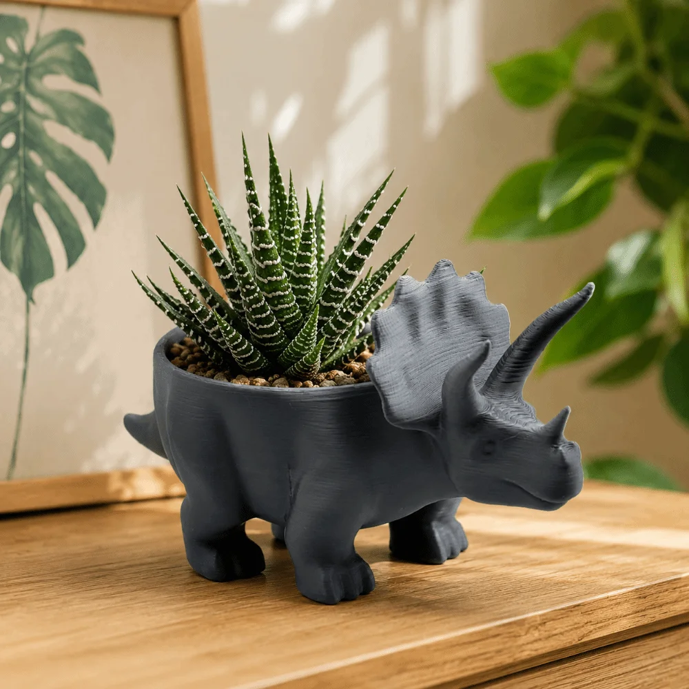 Cute 3D Printed Dinosaur Flowerpot Funny Desktop Decoration Small Storage Ornaments Mini Flower Pot Office