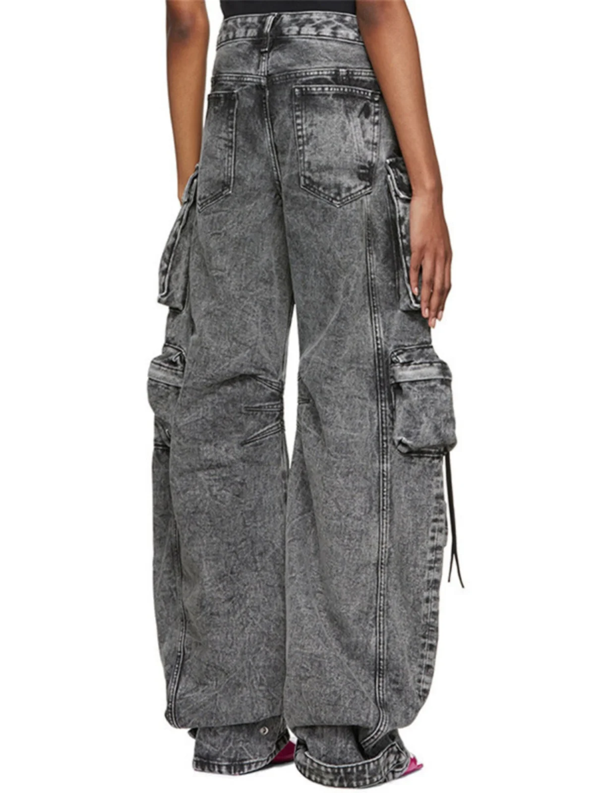 Aged Long Wide Leg Pants High Waist Workwear Trousers Cotton Denim Casual Pants Fem Spring Faion Elements ket