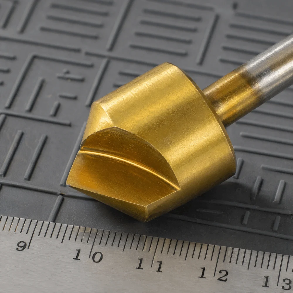 3pcs Titanium Plated Chamfering Cutter Set Carbon Steel Single Flute Countersink Drill Bit Set 3/8 1/2 3/4 90 Degree