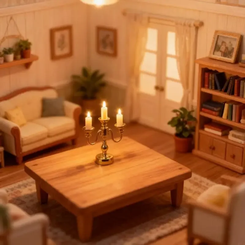 Simulação metal dourado candelabros lâmpada para 1/12 escala casa boneca decoração sala estar rom cena exibição 15ub