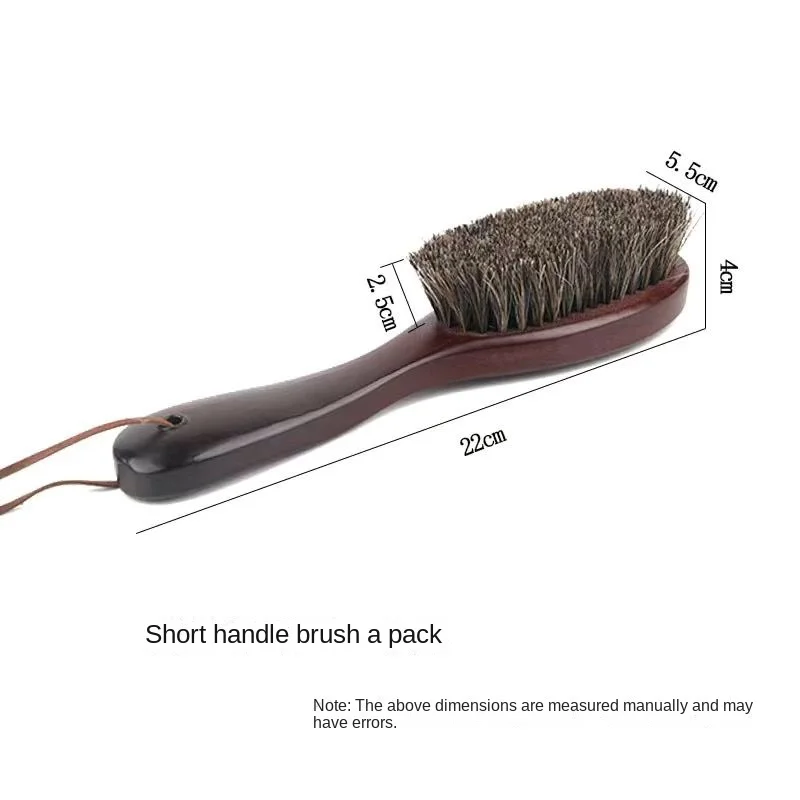 Solid Wood Horsehair Coat Brush Long Handle Brush Coat Cleaning Shoe Brush Horsehair Shoe Brush