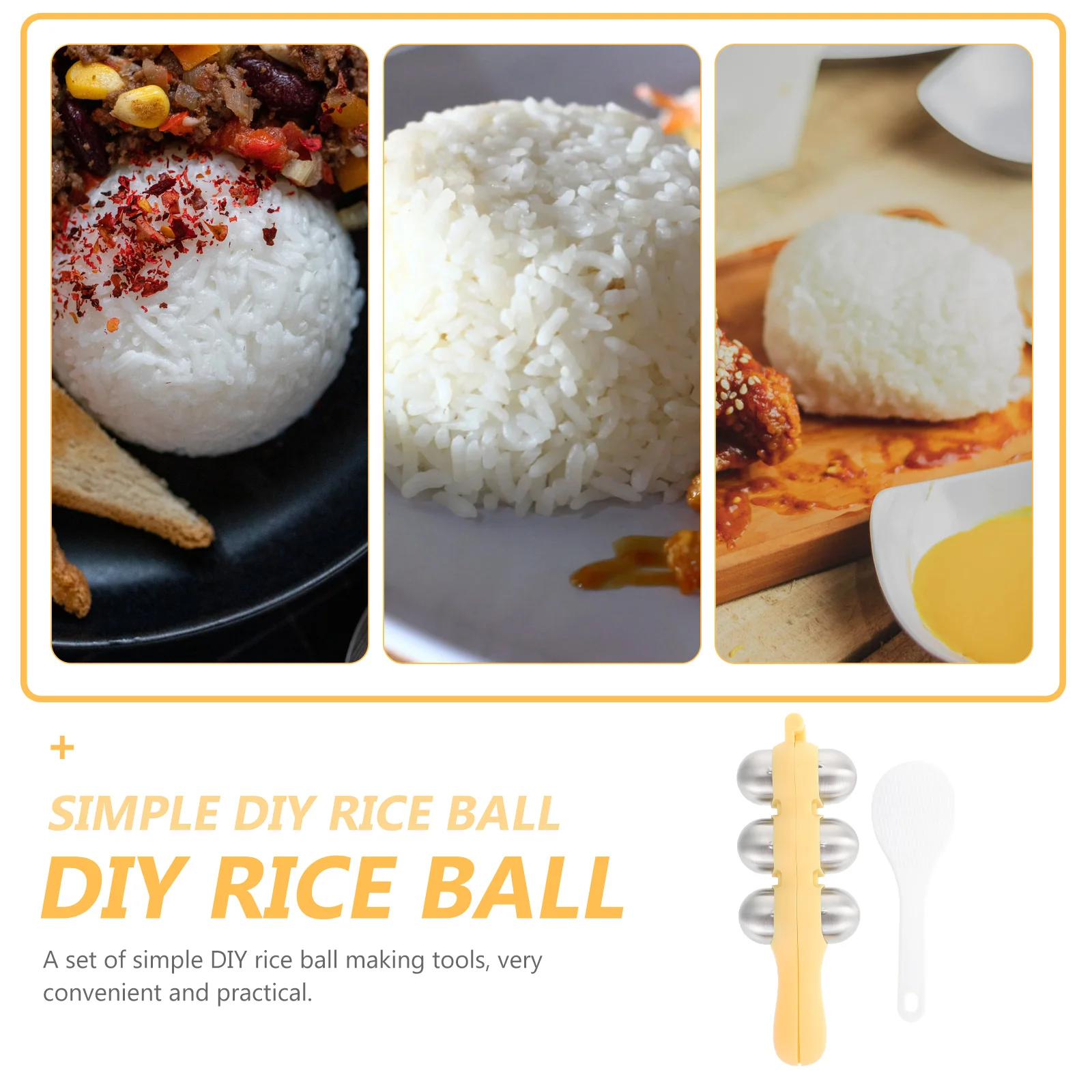 

Rice Ball 1 Set DIY Kitchen Tools Yellow Rice Ball Mold Lightweight Easy Clean Bento Mould Accessories Food Gifts