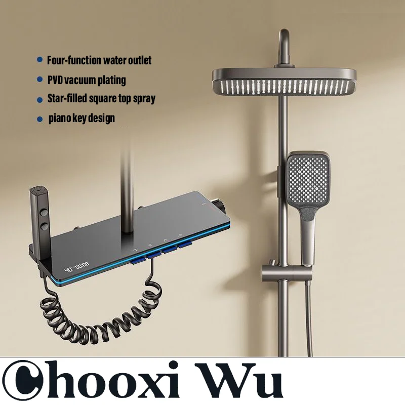 

CHOOXIWU-Bathroom digital display shower set, LED atmosphere light, all-copper valve core, booster spray gun