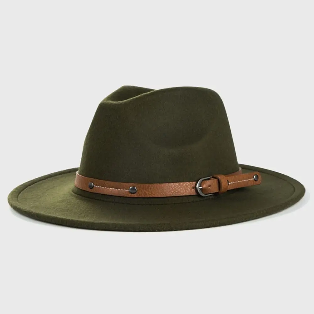 Mode Mit Gürtel Schnalle Filz Fedora Hüte Vintage Breite Krempe Panama Kappe Elegante Weiche Jazz Hut Männer Frauen – Detail 23