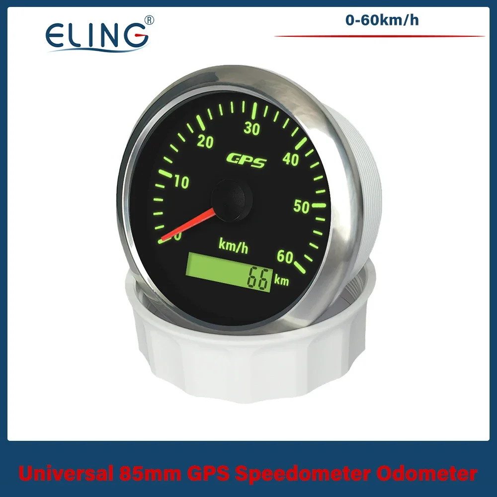 ELING Ships Universal 85mm GPS Speedometer 0-30km/h 0-60KM/H 0-120kmh 0-200km/h with GPS Antenna 7 Colors Backlight for Boat Car
