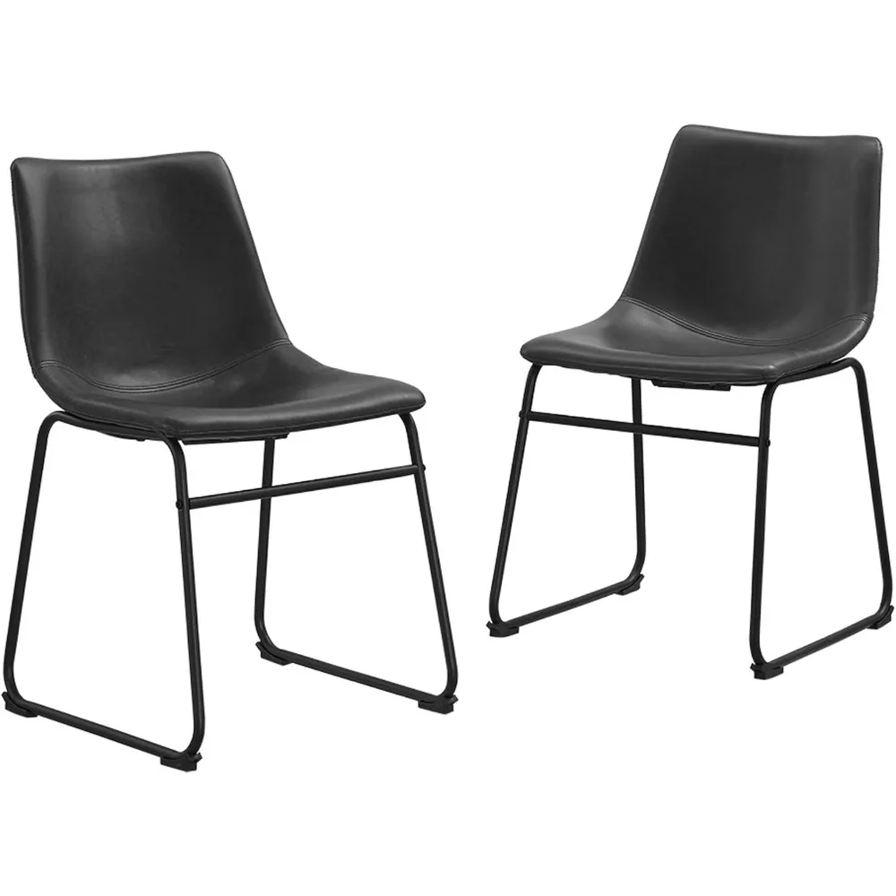 

Douglas Urban Industrial Faux Leather Armless Dining Chairs, Set of 2, Black