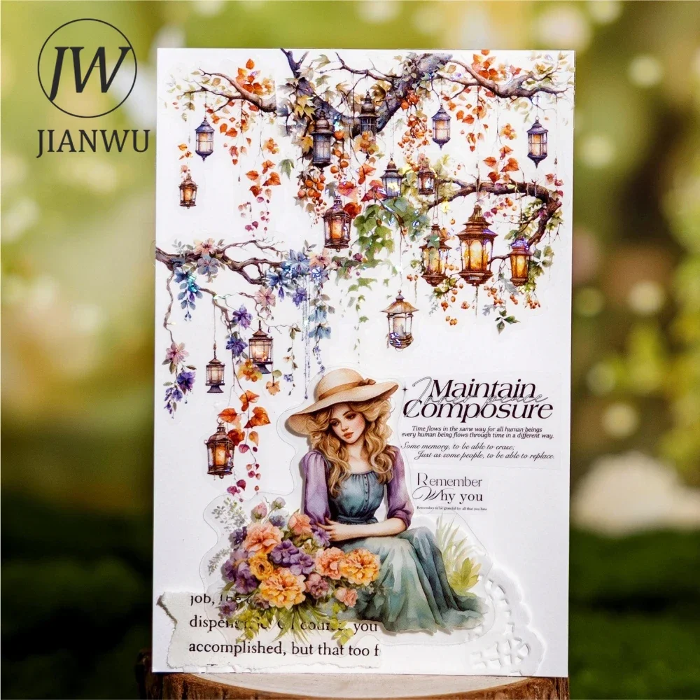 JIANWU 50mm*200cm Mountain Wild Flower Branches Series Vintage Plant Material Collage PET Tape Creative DIY Journal Stationery