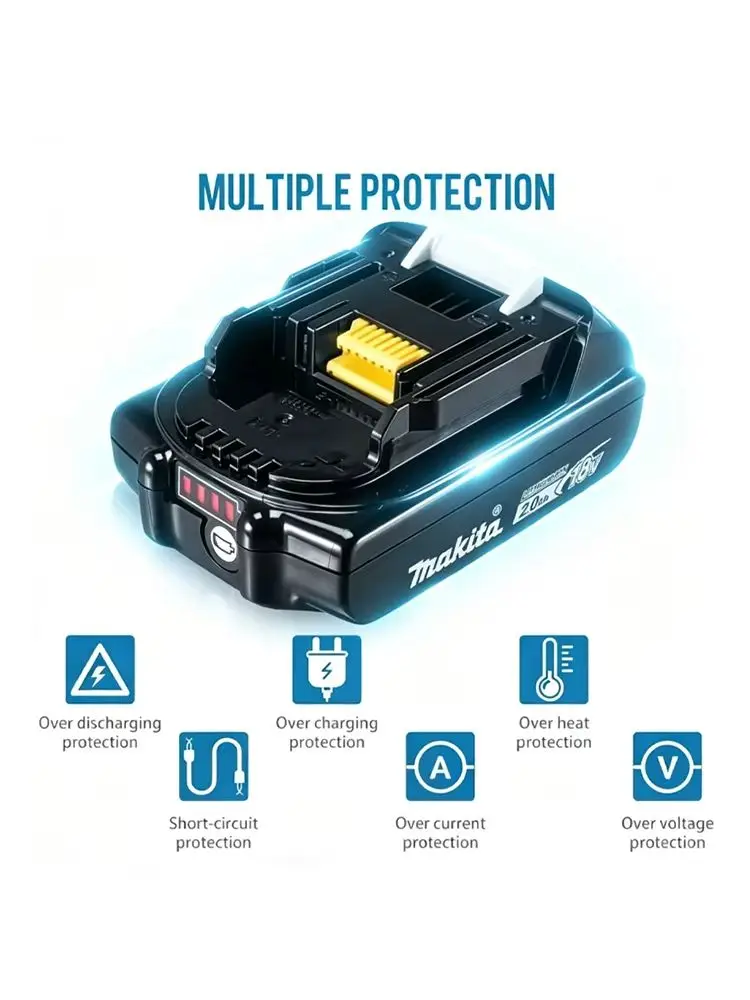 100% Original Makita 2,0Ah 18V Wiederaufladbare Elektrowerkzeug-Batterie 18V Bl1830 Bl1830B Bl1840 Bl1840B Bl1850 Bl1850B