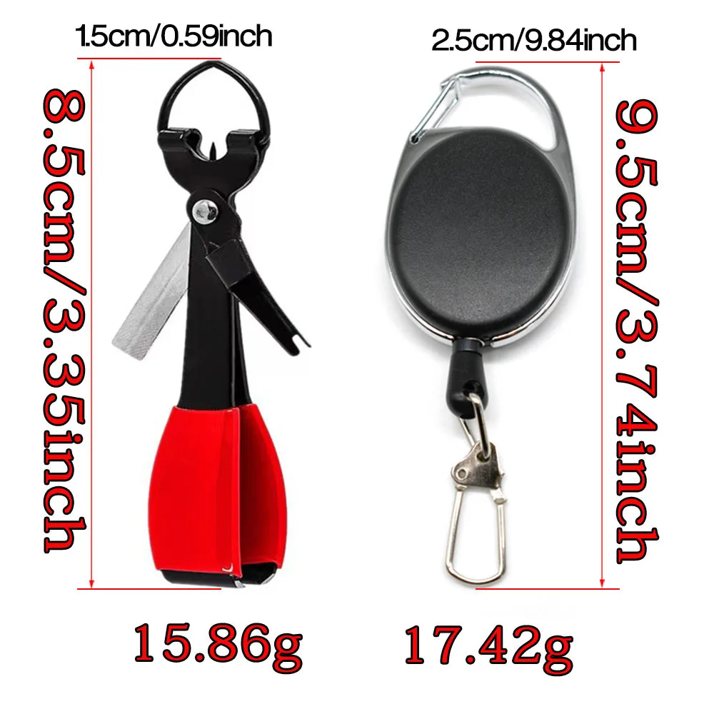 1Set Fly Fishing Tackle Multipurpose Knot Tool Tie Fast Combo Fish Lines Clipper Zinger Retractor Scissors Hook Sharpener