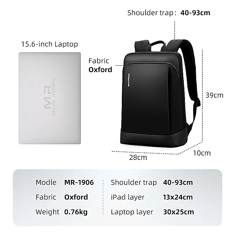 Mark Ryden Men Backpack 40*30*14 Laptop Backpack Casual Oxford Male Business Bag 15.6 Inch Computer Notebook Backpacks