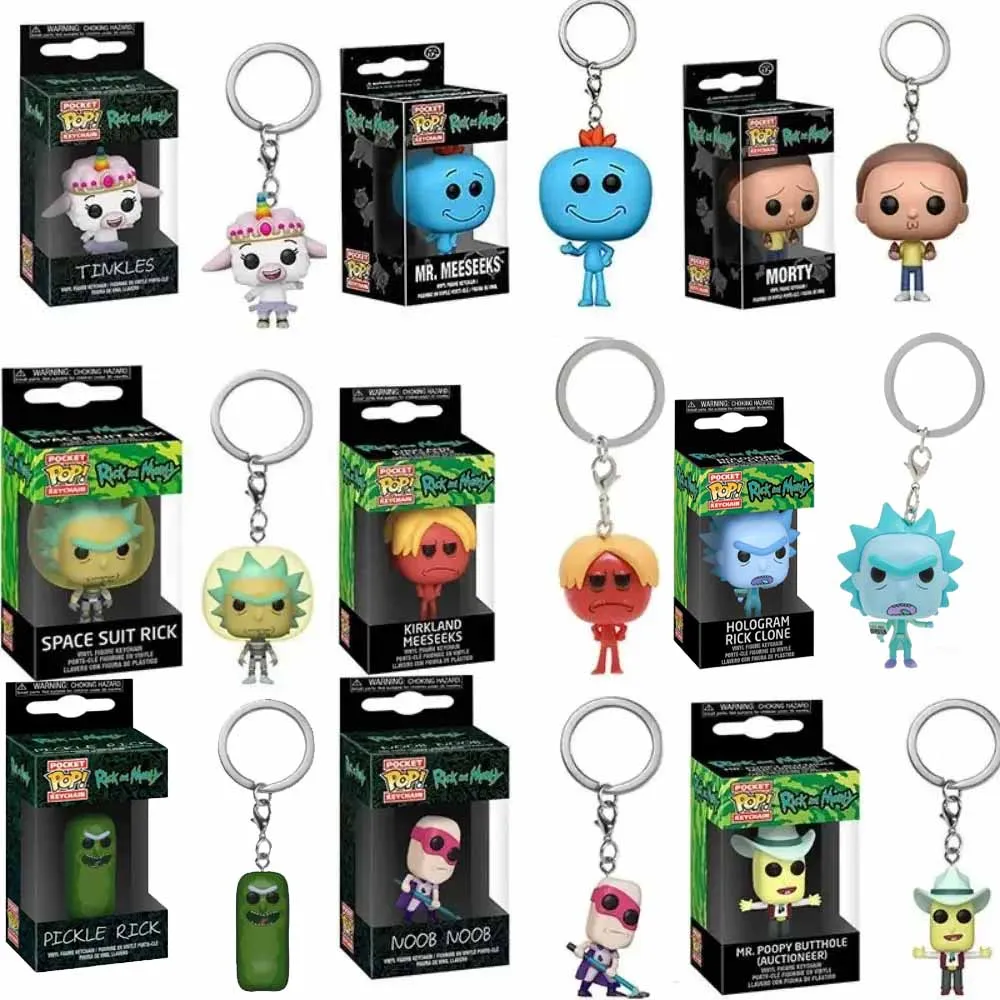 New Funko Pop Rick and Modi SPACE SUIT RICK and MORTY#HOLOGRAM RICK CLONE#Pocket Keychain Vinyl Action Figure Collection Toys ﻿