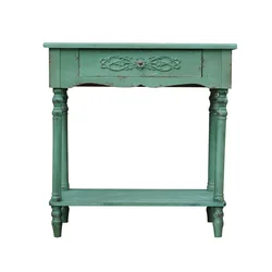 Vintage Style Console Table with Drawer, French Country Farmhouse Design, White, 31.5W x 15D x 32.9H inches